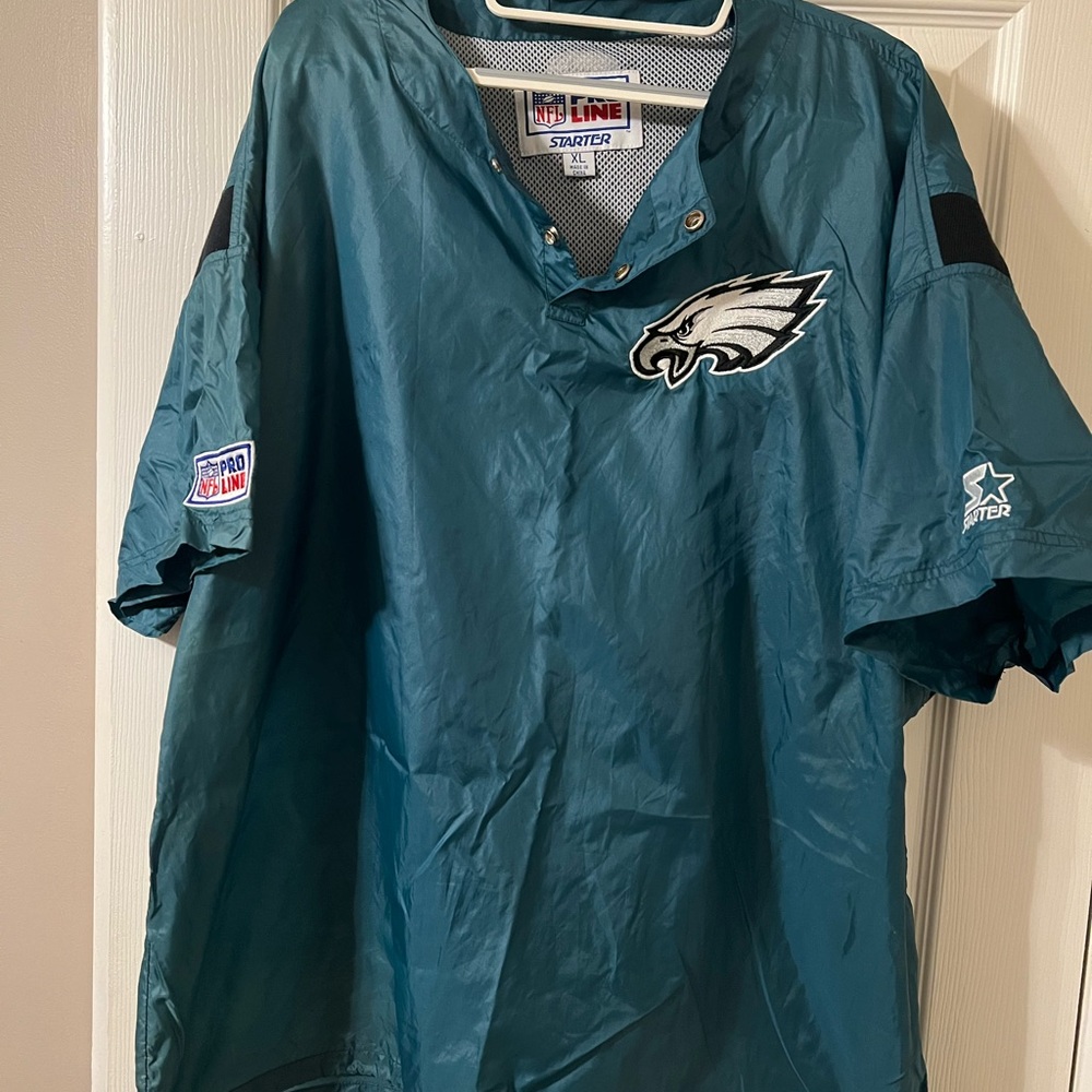 NFL Starter Men's ProLine Eagles Windbreaker/Raincoat Short Sleeves